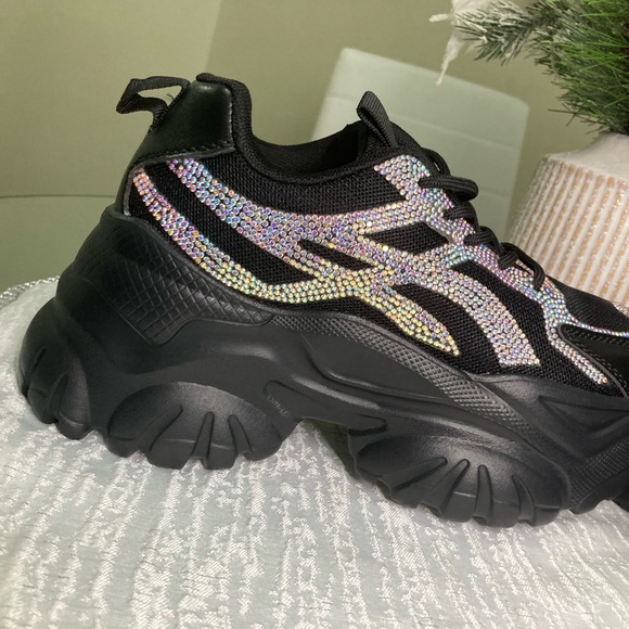 Berness Women’s Rhinestone Platform Sneakers Size 5 - Picture 6 of 10